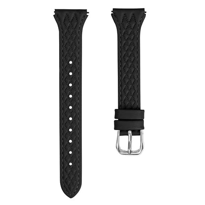 For Garmin Forerunner 245 / 245 Music Genuine Cow Leather Rhombus Imprinted Watch Strap
