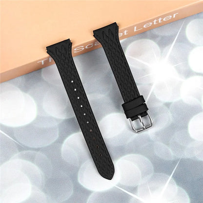 For Garmin Forerunner 245 / 245 Music Genuine Cow Leather Rhombus Imprinted Watch Strap