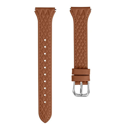 For Garmin Forerunner 245 / 245 Music Genuine Cow Leather Rhombus Imprinted Watch Strap