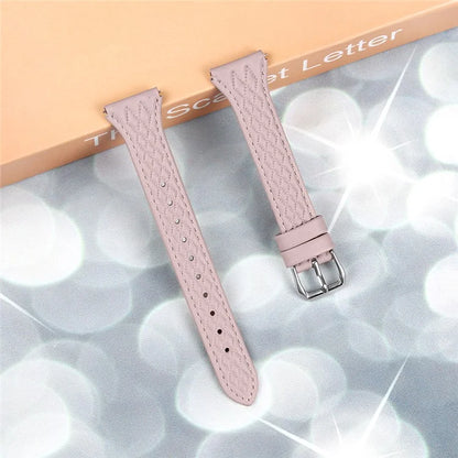 For LG Watch Sport Replacement Band Rhombus Imprinted Genuine Cow Leather Watch Strap