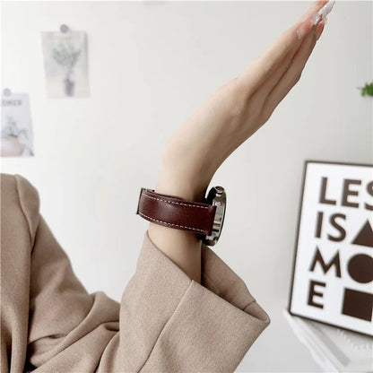 For Samsung Galaxy Watch3 45mm / Huawei Watch 4 Band 22mm Genuine Cow Leather Watch Strap
