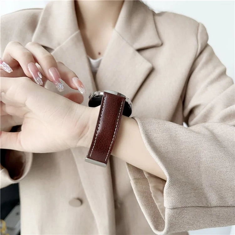 For Samsung Galaxy Watch3 45mm / Huawei Watch 4 Band 22mm Genuine Cow Leather Watch Strap
