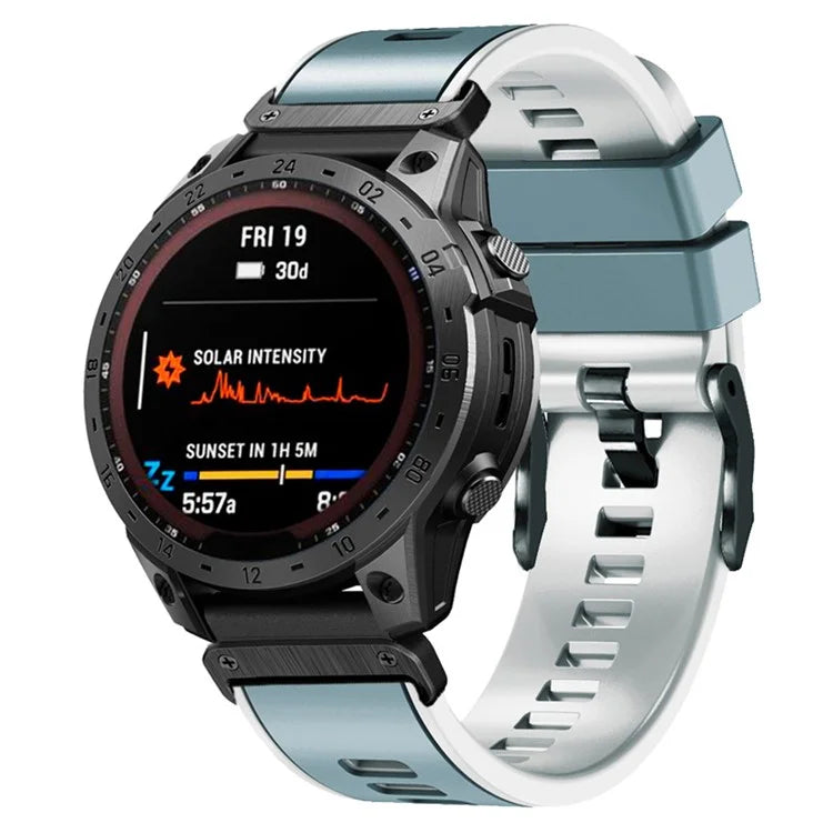 KALEBOL KLB-SSGJ-001 For Garmin Fenix 7X / 7X Pro Silicone Watch Band 26mm Strap Dual Color