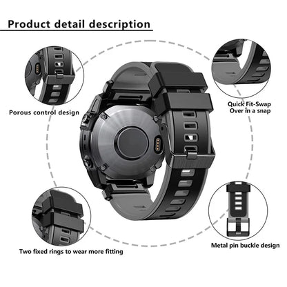 KALEBOL KLB-SSGJ-001 For Garmin Fenix 7X / 7X Pro Silicone Watch Band 26mm Strap Dual Color