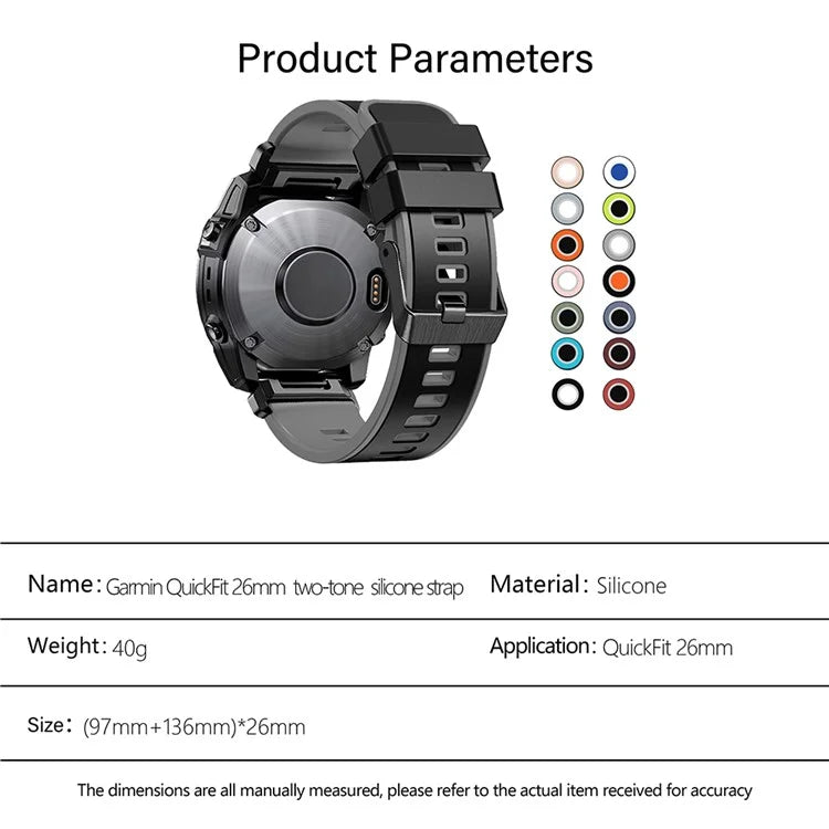KALEBOL KLB-SSGJ-001 For Garmin Fenix 7X / 7X Pro Silicone Watch Band 26mm Strap Dual Color