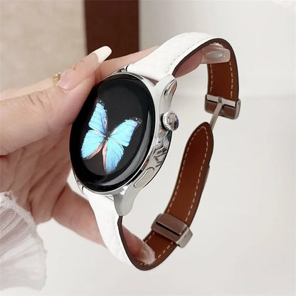 For Samsung Galaxy Watch3 45mm / Huawei Watch Ultimate Genuine Cow Leather 22mm Watch Band with Rhombus Pattern