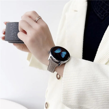 For Samsung Galaxy Watch3 45mm / Huawei Watch Ultimate Genuine Cow Leather 22mm Watch Band with Rhombus Pattern