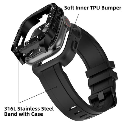 For Apple Watch SE (2023) / SE (2022) / SE / Series 6 5 4 44mm TPU Strap with Stainless Steel Watch Case