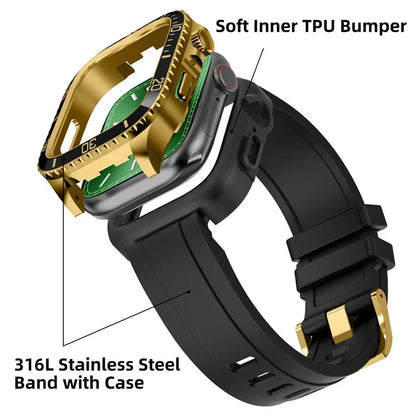 For Apple Watch SE (2023) / SE (2022) / SE / Series 6 5 4 44mm TPU Strap with Stainless Steel Watch Case