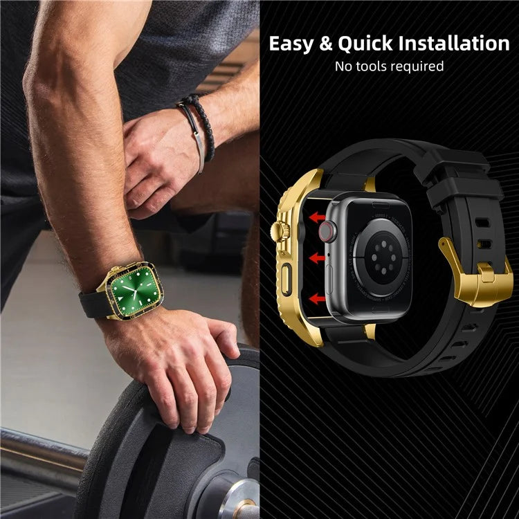 For Apple Watch SE (2023) / SE (2022) / SE / Series 6 5 4 44mm TPU Strap with Stainless Steel Watch Case