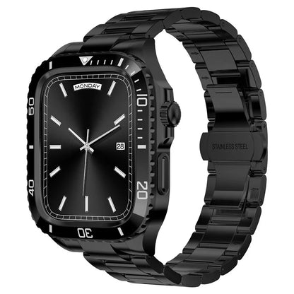 For Apple Watch Series 9 / 8 / 7 45mm Stainless Steel Replacement Strap with Integrated Watch Case