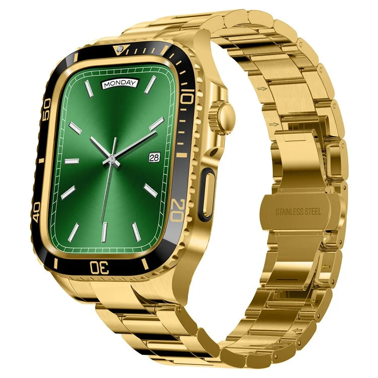 For Apple Watch Series 9 / 8 / 7 45mm Stainless Steel Replacement Strap with Integrated Watch Case
