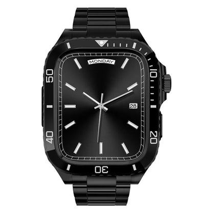 For Apple Watch SE (2023) / SE (2022) / SE / Series 6 5 4 44mm Integrated Stainless Steel Strap with Protective Case