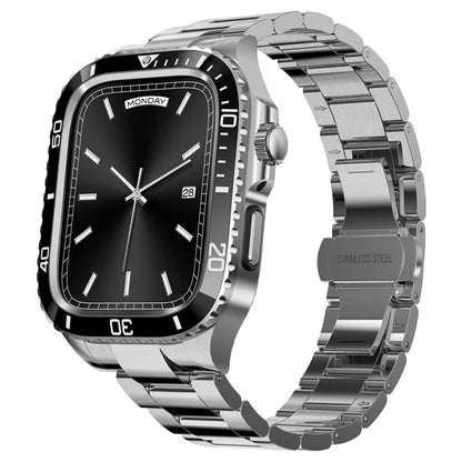 For Apple Watch SE (2023) / SE (2022) / SE / Series 6 5 4 44mm Integrated Stainless Steel Strap with Protective Case