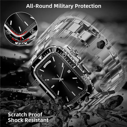 For Apple Watch SE (2023) / SE (2022) / SE / Series 6 5 4 44mm Integrated Stainless Steel Strap with Protective Case