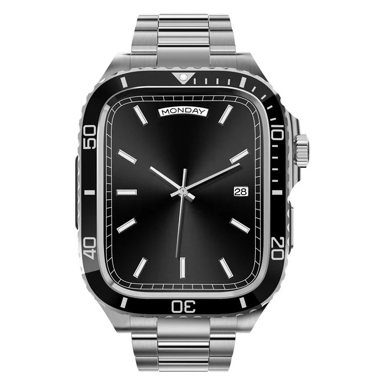 For Apple Watch SE (2023) / SE (2022) / SE / Series 6 5 4 44mm Integrated Stainless Steel Strap with Protective Case