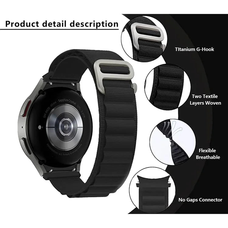 KALEBOL KLB-GSNL-001 For Samsung Galaxy Watch6 / Watch6 Classic / Watch 5 Nylon Watch Strap Adjustable Band