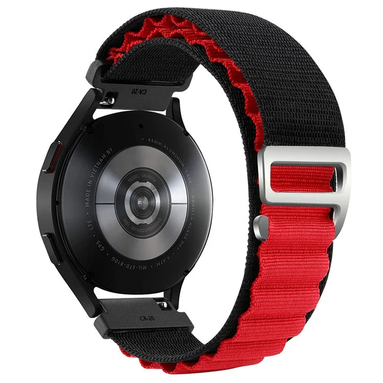 KALEBOL KLB-GSNL-001 For Huawei Watch GT 4 41mm / Garmin Venu 3S 18mm Watch Strap Adjustable Nylon Loop Band+Red
