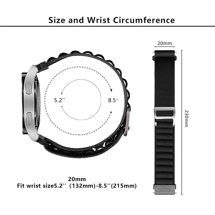 KALEBOL KLB-GSNL-001 For Samsung Galaxy Watch6 / Watch6 Classic Nylon Watch Band 20mm Wrist Strap