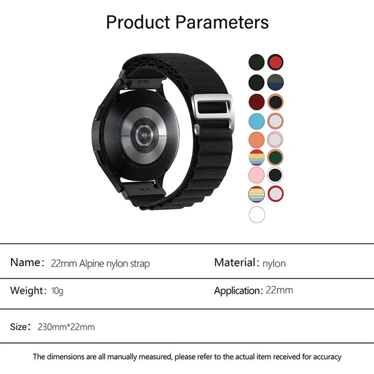 KALEBOL KLB-GSNL-001 For Samsung Galaxy Watch3 45mm / Huawei Watch GT4 46mm Watch Strap 22mm Nylon Wristband