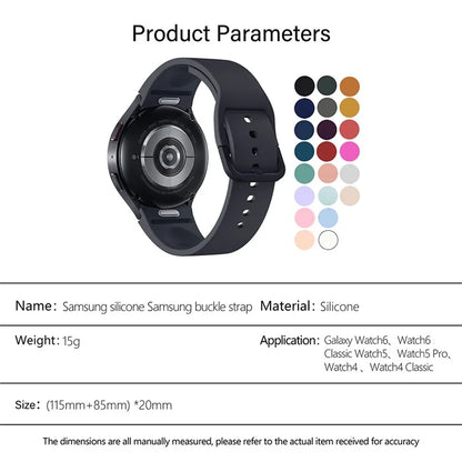 KALEBOL For Samsung Galaxy Watch4 / Watch 5 / Watch6 Silicone Watch Bands Waterproof Soft Strap