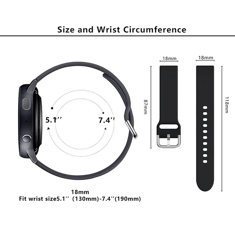 KALEBOL KLB-SXKGJ-001 18mm Universal Smartwatch Strap Silicone Replacement Wrist Band