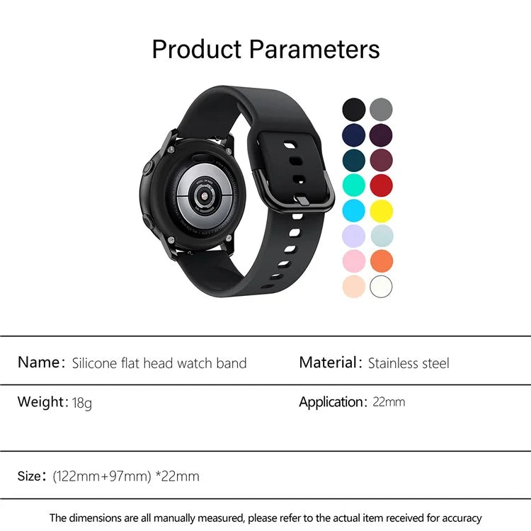 KALEBOL KLB-SXKGJ-001 22mm Universal Smartwatch Strap Solid Color Silicone Wrist Band