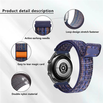 KALEBOL KLB-NLHH-002 For Samsung Galaxy Watch6 / Watch6 Classic 20mm Watch Band Nylon Loop Strap