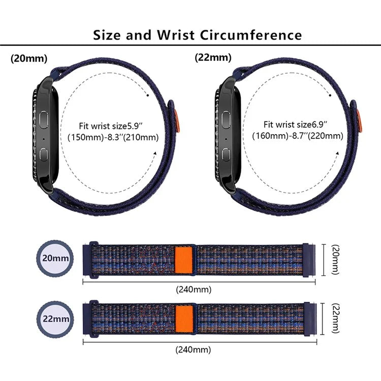 KALEBOL KLB-NLHH-002 For Samsung Galaxy Watch6 / Watch6 Classic 20mm Watch Band Nylon Loop Strap