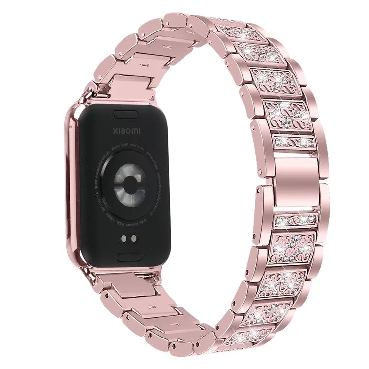 Zinc Alloy Watch Strap for Xiaomi Redmi Watch 4 S-Shape Texture Rhinestone Decor Bracelet