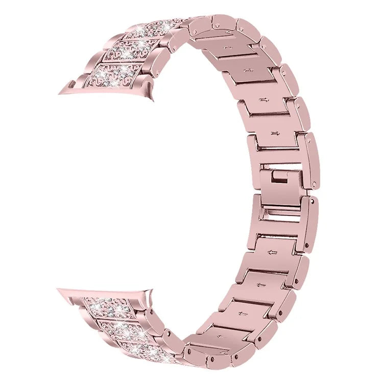 Zinc Alloy Watch Strap for Xiaomi Redmi Watch 4 S-Shape Texture Rhinestone Decor Bracelet