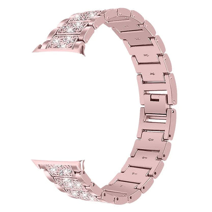 Zinc Alloy Watch Strap for Xiaomi Redmi Watch 4 S-Shape Texture Rhinestone Decor Bracelet