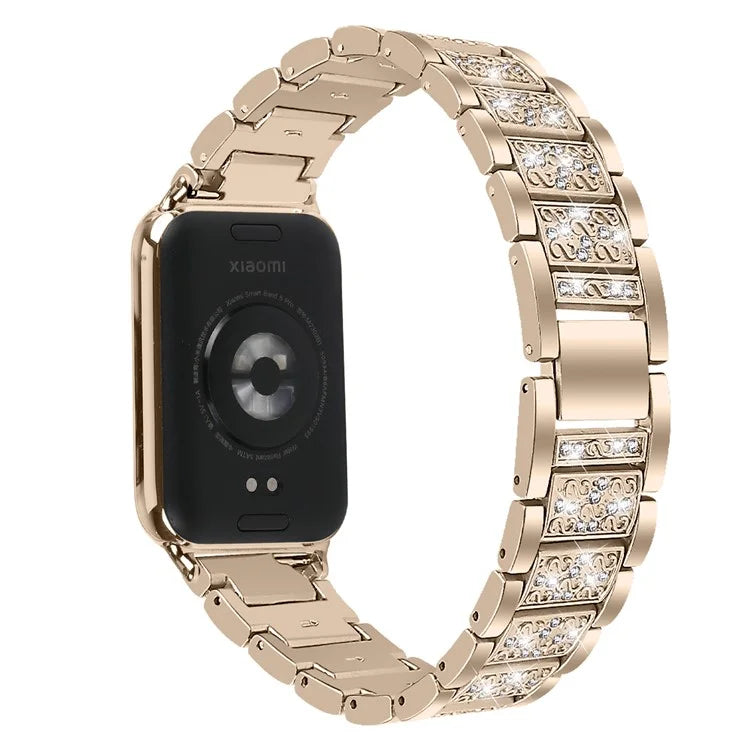 Zinc Alloy Watch Strap for Xiaomi Redmi Watch 4 S-Shape Texture Rhinestone Decor Bracelet