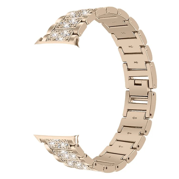 Zinc Alloy Watch Strap for Xiaomi Redmi Watch 4 S-Shape Texture Rhinestone Decor Bracelet