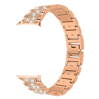 Zinc Alloy Watch Strap for Xiaomi Redmi Watch 4 S-Shape Texture Rhinestone Decor Bracelet