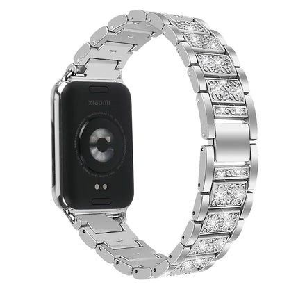 Zinc Alloy Watch Strap for Xiaomi Redmi Watch 4 S-Shape Texture Rhinestone Decor Bracelet