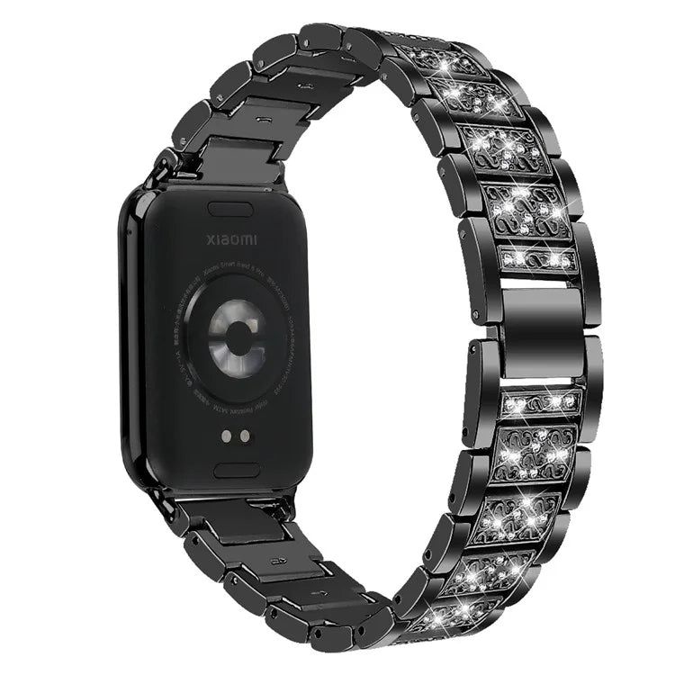 Zinc Alloy Watch Strap for Xiaomi Redmi Watch 4 S-Shape Texture Rhinestone Decor Bracelet