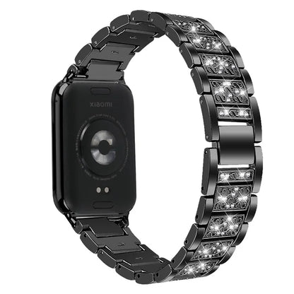 Zinc Alloy Watch Strap for Xiaomi Redmi Watch 4 S-Shape Texture Rhinestone Decor Bracelet