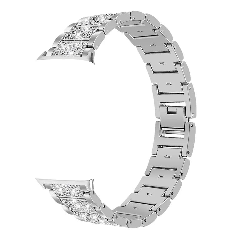 Zinc Alloy Watch Strap for Xiaomi Redmi Watch 4 S-Shape Texture Rhinestone Decor Bracelet