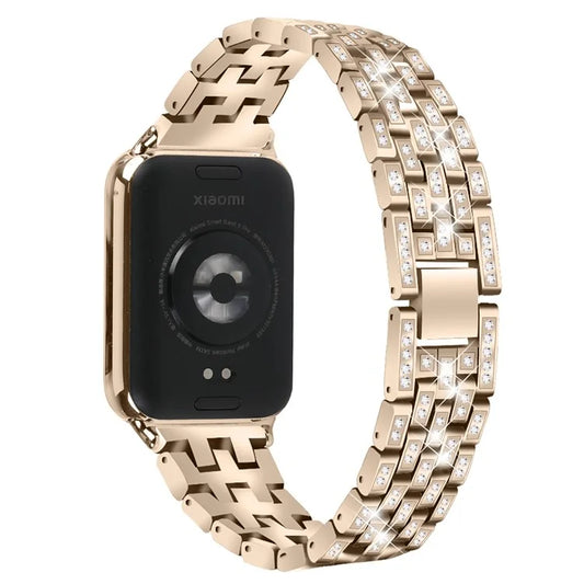 For Xiaomi Redmi Watch 4 Metal Women Watch Band 5 Rows Rhinestone Replacement Strap