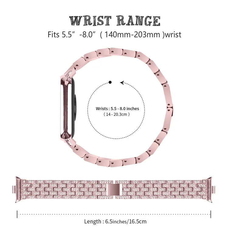 For Xiaomi Redmi Watch 4 Metal Women Watch Band 5 Rows Rhinestone Replacement Strap