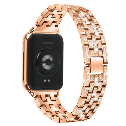 For Xiaomi Redmi Watch 4 Metal Women Watch Band 5 Rows Rhinestone Replacement Strap