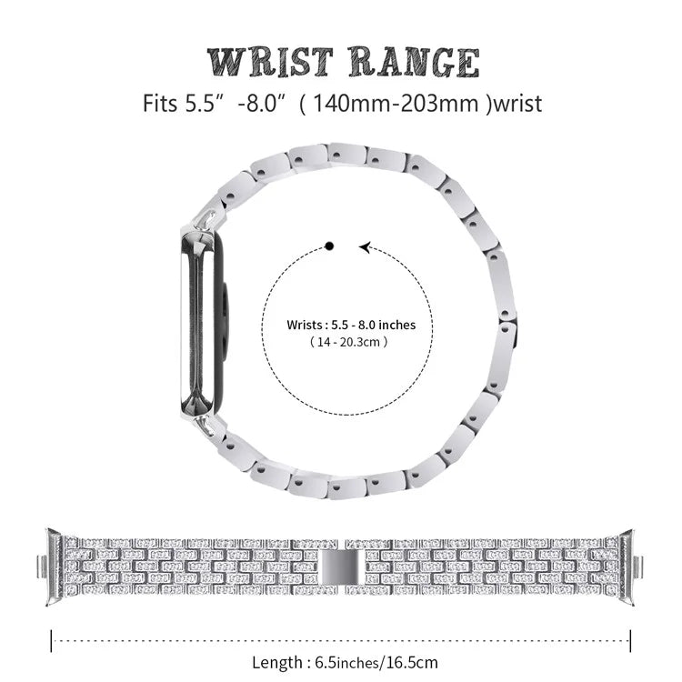 For Xiaomi Redmi Watch 4 Metal Women Watch Band 5 Rows Rhinestone Replacement Strap