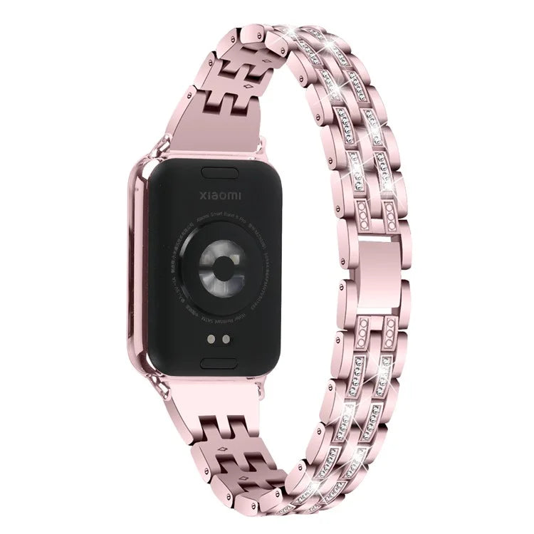 Metal Watch Strap for Xiaomi Redmi Watch 4 Bling Rhinestone Decor Bracelet Band