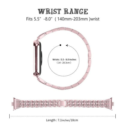 Metal Watch Strap for Xiaomi Redmi Watch 4 Bling Rhinestone Decor Bracelet Band
