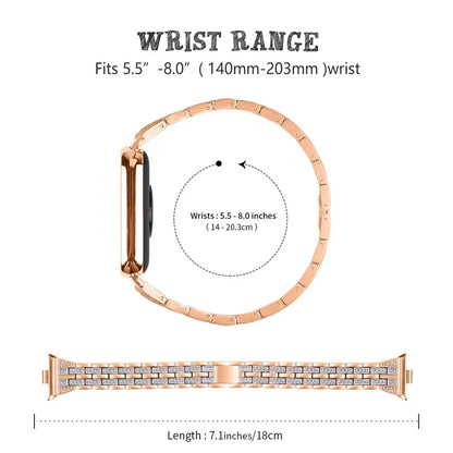Metal Watch Strap for Xiaomi Redmi Watch 4 Bling Rhinestone Decor Bracelet Band+Silver