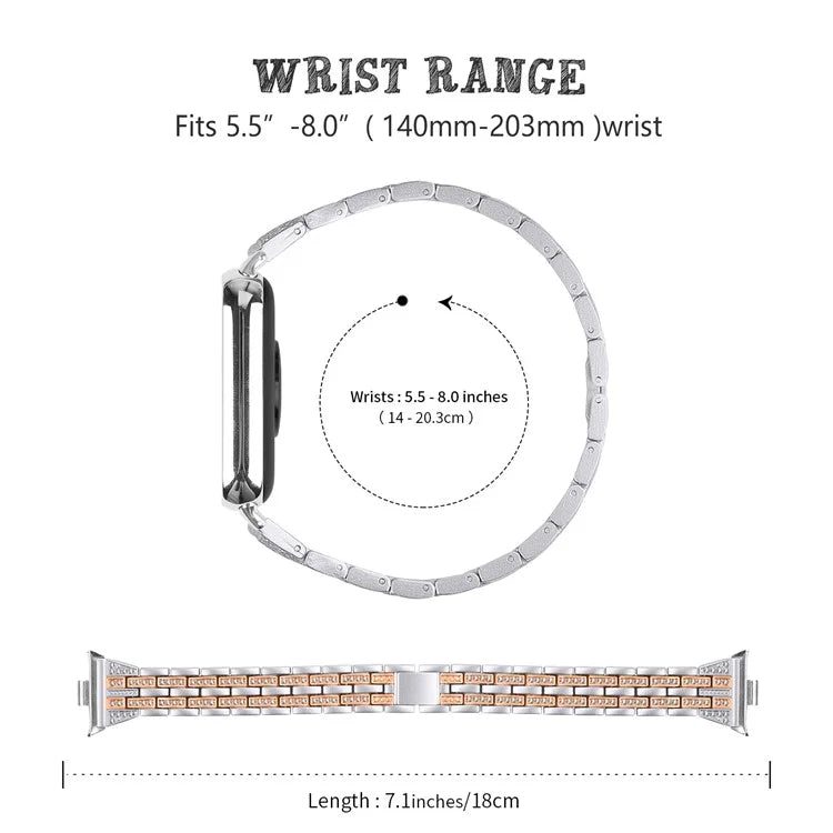 Metal Watch Strap for Xiaomi Redmi Watch 4 Bling Rhinestone Decor Bracelet Band