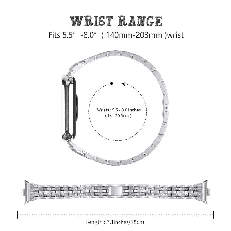 Metal Watch Strap for Xiaomi Redmi Watch 4 Bling Rhinestone Decor Bracelet Band