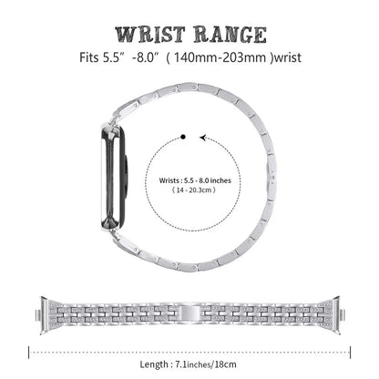 Metal Watch Strap for Xiaomi Redmi Watch 4 Bling Rhinestone Decor Bracelet Band