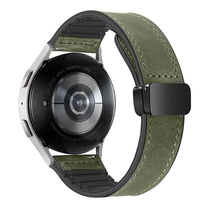 For Samsung Galaxy Gear S3 Classic / Huawei Watch GT 4 46mm Magnetic Genuine Cow Leather Watch Strap, 22mm